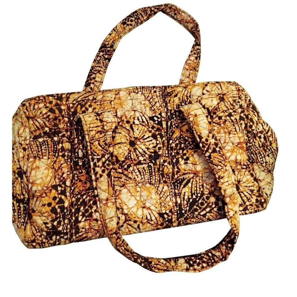 Victoria Quilted Boho Batik Handbag Earth Tone Floral Sunburst Fall Shoulder Bag